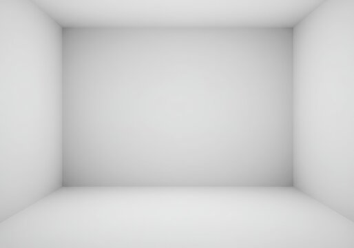 Stark, empty room with seamless white walls and floor, creating a minimalist void, perfect background for showcasing conceptual absence, seamless, openness, void