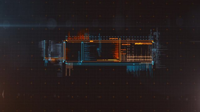 Abstract futuristic circuit board and digital network animation with glowing energy nodes, perfect for technology logo reveals, corporate intros, and sci-fi themed backgrounds. Seamless loopable motio