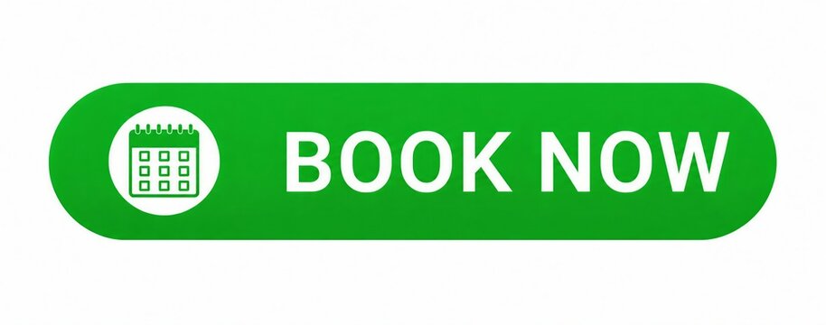 Green book now button with calendar icon for reservation or appointment