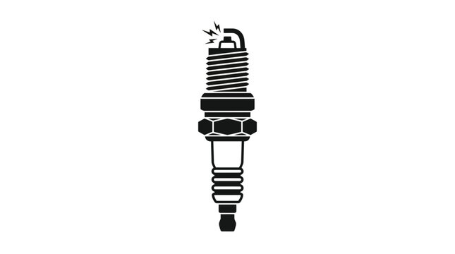 Automotive spark plug with electrical ignition bolt in minimalist vector silhouette for vehicle repair services
