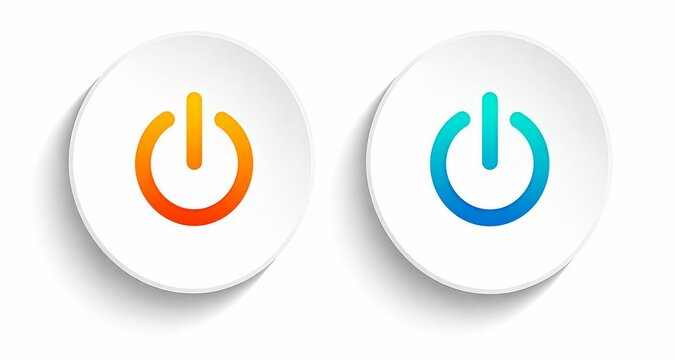 Modern power button icons in orange and blue gradient colors