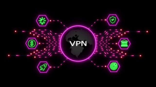 Vpn network security concept with glowing digital globe and data protection cybersecurity internet privacy
