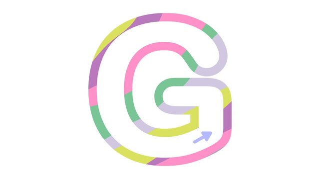Animated letter G tracing guide for kids educational handwriting lesson
