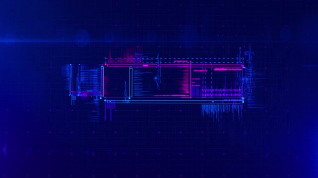 Abstract futuristic circuit board and digital network animation with glowing energy nodes, perfect for technology logo reveals, corporate intros, and sci-fi themed backgrounds. Seamless loopable motio