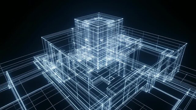 浮かび上がる近未来建築のブループリント