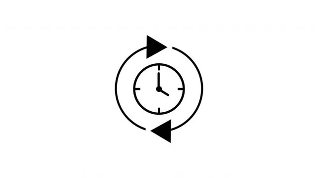 Animated Clock Sync Icon with Circular Refresh Arrows Line Animation for Time Update