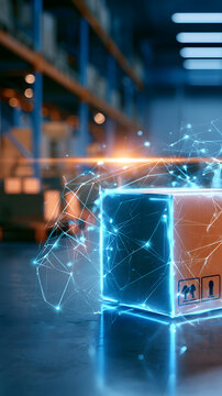 The digital connection and the network for a gleaming delivery package in a warehouse