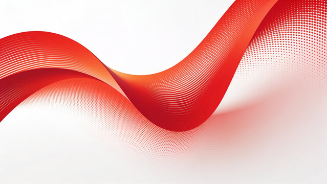 Red wave curves gracefully across clean white space