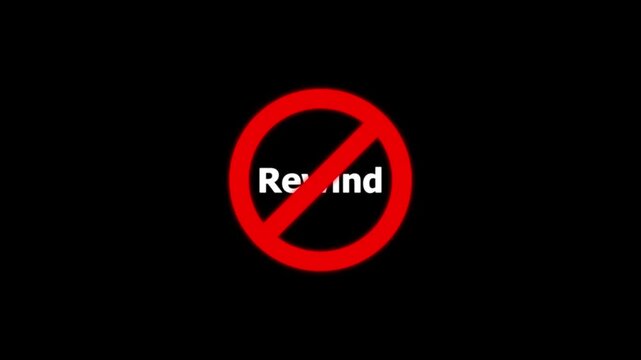 Rewind prohibited sign animation, no rewind symbol motion overlay