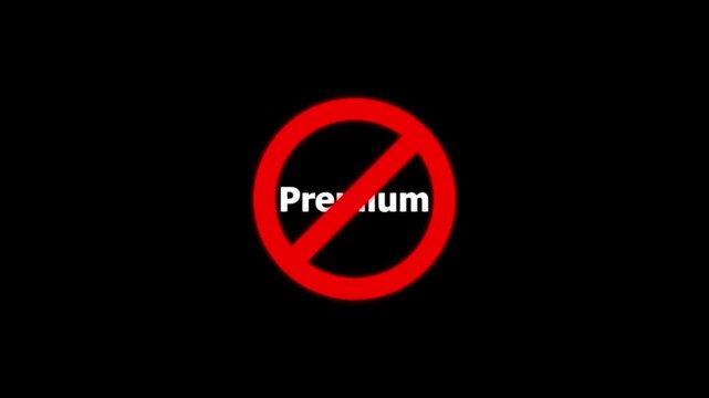 No sign animation: prohibited subscription concept on black background, forbidden symbol