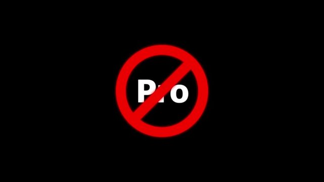 No symbol sign, prohibited status animation on black background, forbidden