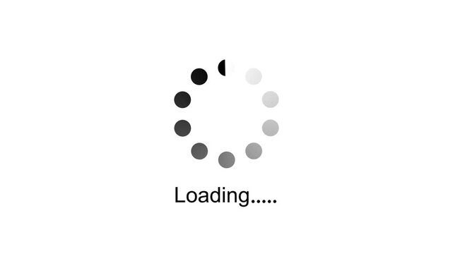 Black color dots spinning animation Loading wheel animation - Animated spinning load icon with alpha layer transparent background. downloading process icon. Loading loading wheel 4k video animation