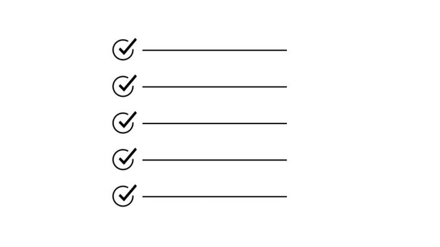 Checklist concept - checklist box with check mark, Motion graphics of tick mark concept, Collection of line art checklist animation with checkmarks , Animated checklist with checkmarks