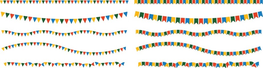 Fototapeta premium Festive Triangle Pennant Banner Flags for Party Event Decoration, Holiday, Gift , celebration 
