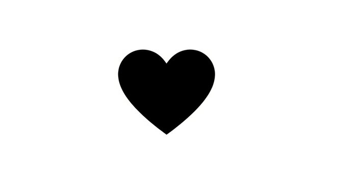 Black Heart Symbol on White Background.