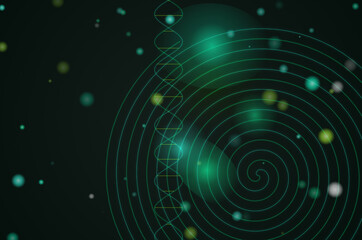 Cosmic nebula with glowing green and blue space elements © Sanjida