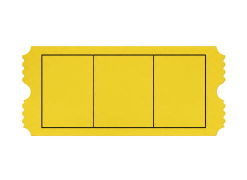 Single yellow raffle ticket with three blank sections for event entry or admission pass