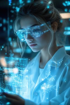 Woman reviewing AI-generated credit risk assessments
