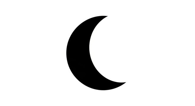 Black crescent moon shape symbol icon.