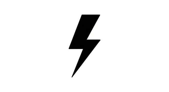 Black lightning bolt symbol icon graphic.