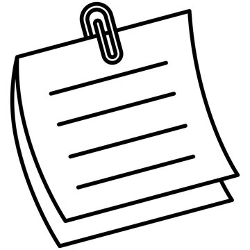 Sticky Note with Paperclip Vector Illustration