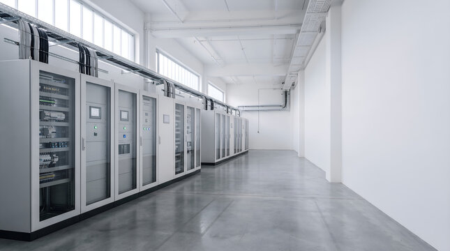 Clean autonomous energy distribution system with copy space for sustainability campaigns, engineering communication, renewable infrastructure and corporate advertising.