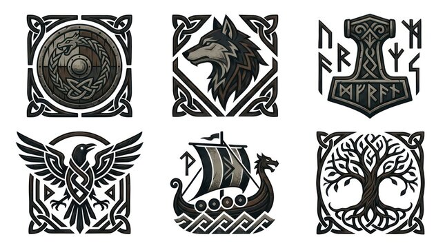 Viking Norse Celtic Symbols Emblems.
