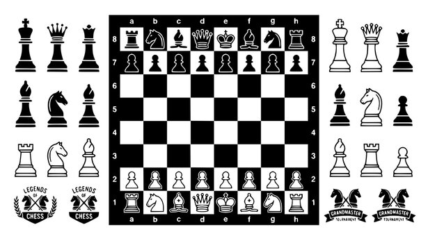 Classic chess board with pieces vector illustration