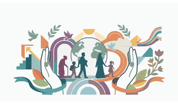 World Refugee Day unity and hope vector artwork