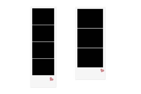 Polaroid Photo Strip With Heart Photo Booth Frame Transparent Background