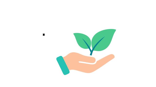 animasi daun di tangan