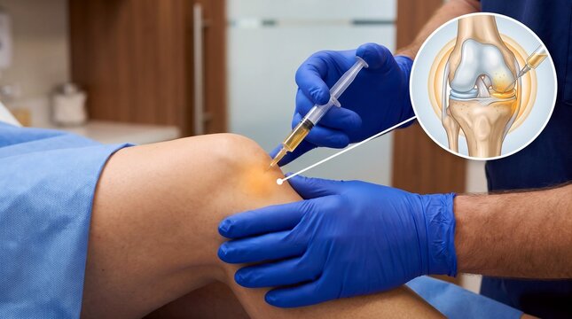 Intra Articular Knee Injection for Osteoarthritis Treatment With Anatomical Joint Illustration