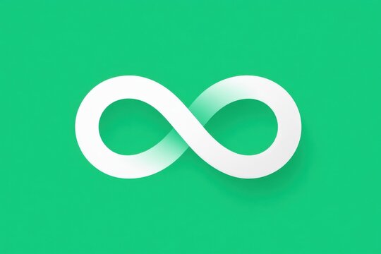White infinity symbol floats softly against vibrant green background