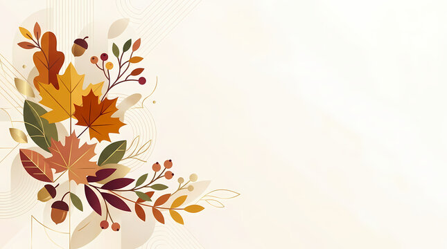 Colorful autumn leaves and berries illustration 1.