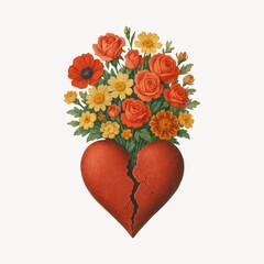 Obraz premium Heart blooming with vibrant flowers.