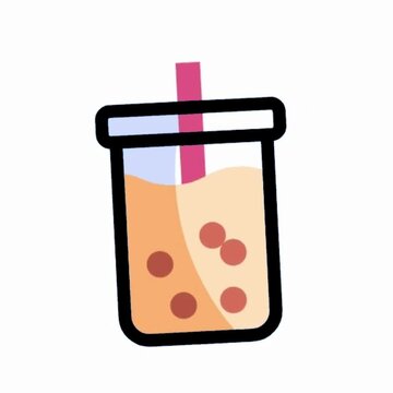 Bubble Milk Tea Icon, Popular Tapioca Pearl Drink Illustration