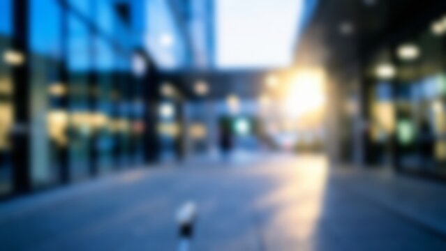 Blurred accessible hospital promenade background for modern