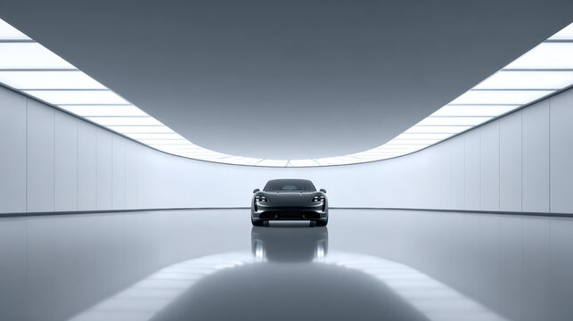 Car reveal stage designed for electric vehicle launch events where brands present sustainable transport innovation future mobility vision and advanced automotive design. Automotive industry.