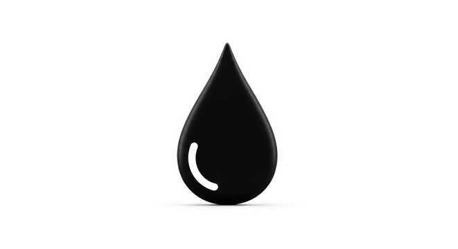 Black oil drop on white background.