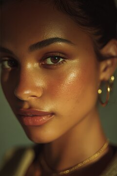 Portrait of woman with mixed-heritage. Globalized beauty and multi-ethnic identity, diversity concept. Inclusion representation and multicultural contemporary beauty standards celebration acceptance.