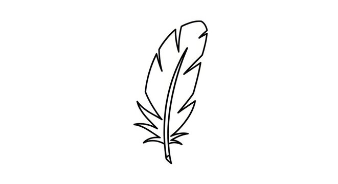 Simple black feather illustration design element.