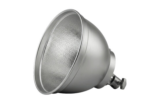 Silver reflector beauty dish isolated.
