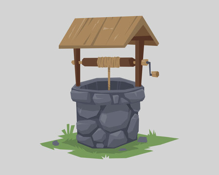 Water well vector illustration. Colorful cartoon flat style.