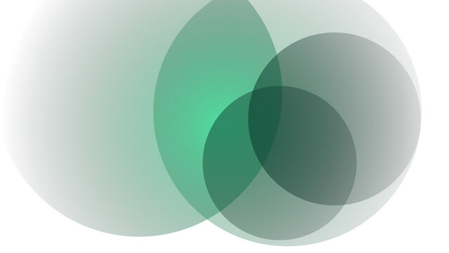 Two overlapping green and blue abstract circles isolated on transparent background