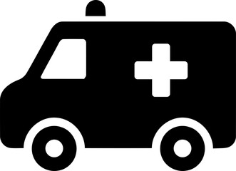 Black ambulance vehicle icon with a medical cross symbol isolated on transparent background © MstKakoli