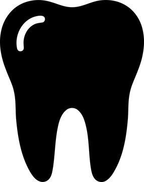 Black tooth icon for dental care and oral hygiene isolated on transparent background