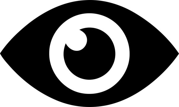 Simple black and white human eye icon isolated on transparent background