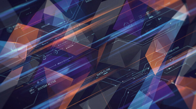 abstract geometric motion background featuring layered shapes, diagonal elements and subtle interface graphics with fast-paced transitions