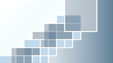 Fototapeta premium Abstract square geometric composition in cool blue and grey tones