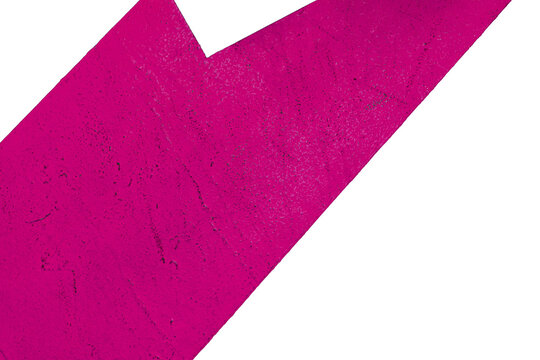 Abstract vibrant magenta pink geometric shape with painted texture isolated on pure white background, graphic design element